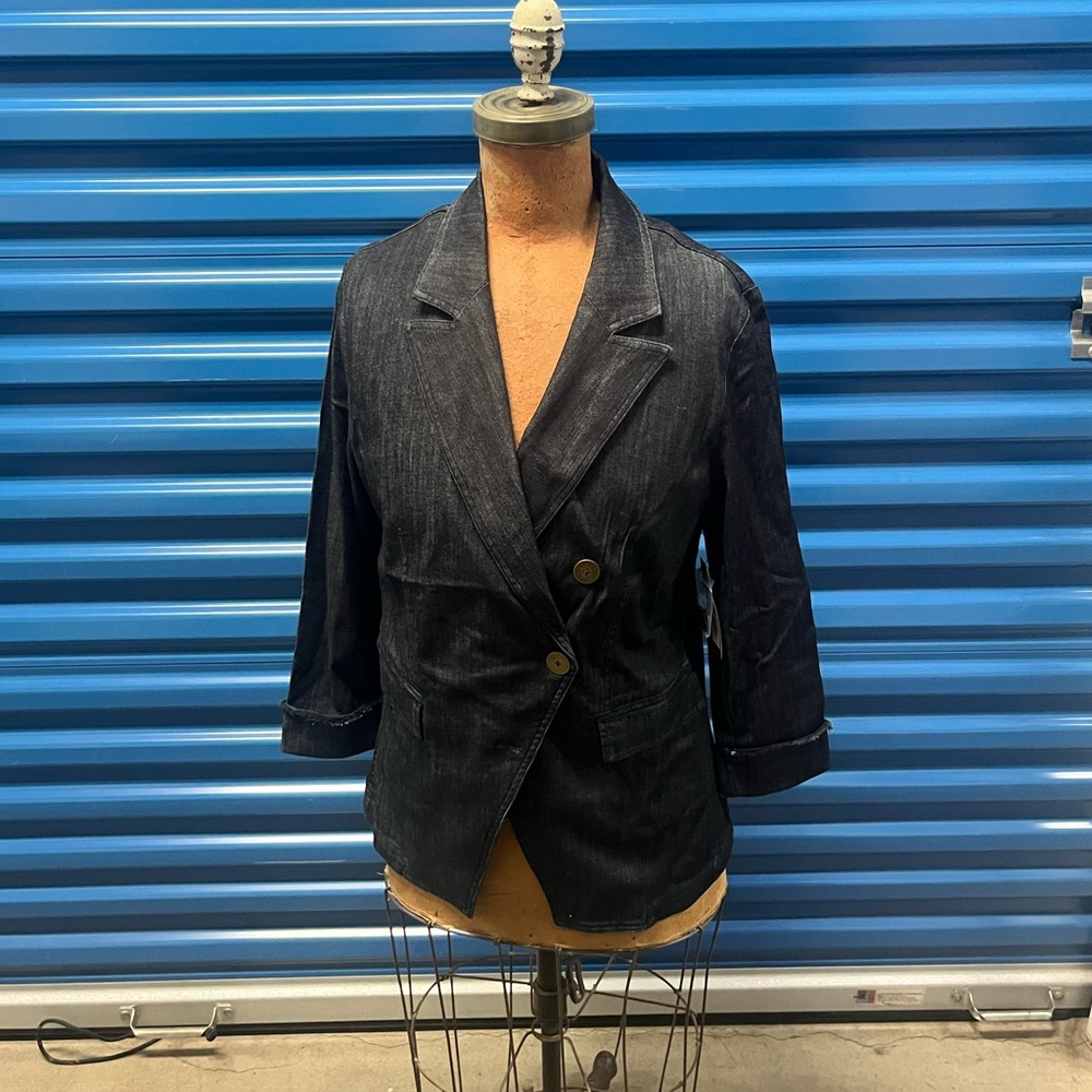 NIC + ZOE Blazer Asymmetrical Midnight Wash Women’s Size M NWT Orig $188